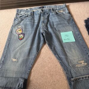 Men's Blue Jeans with Patches